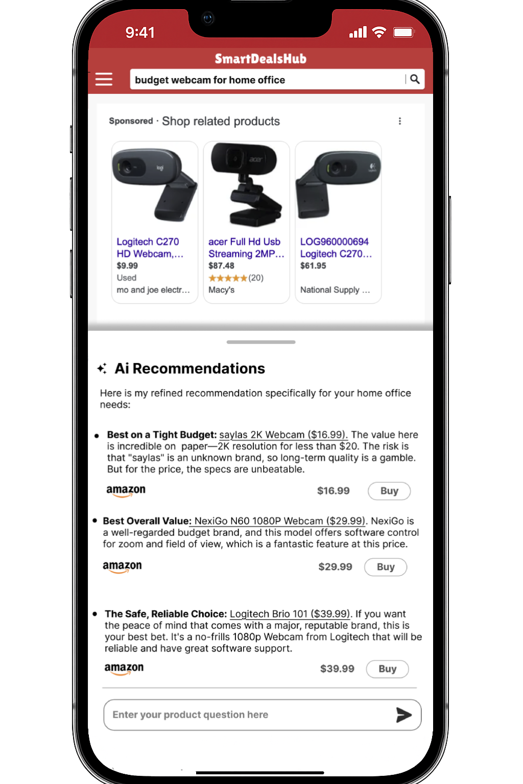 AI-powered personalized recommendations with detailed explanations for different budget ranges